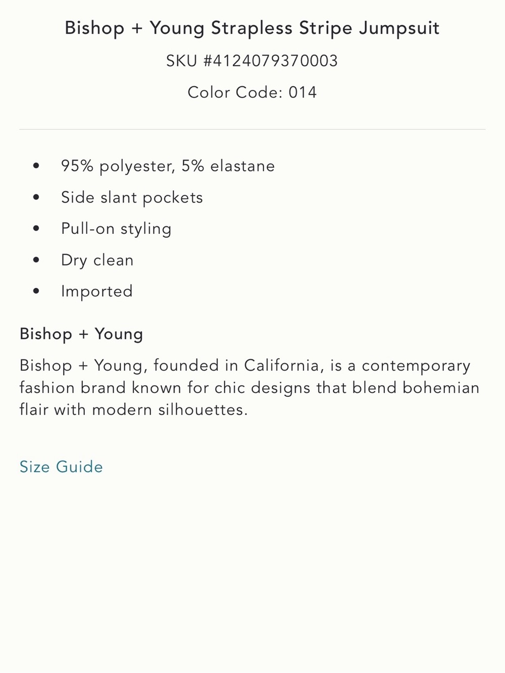 NWT! Bishop + Young Cream Wide-Leg Jumpsuit - Picture 4 of 4